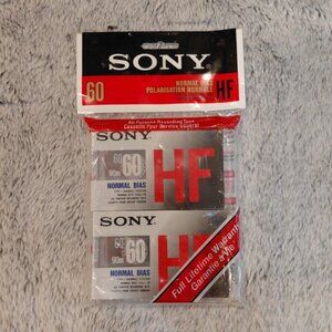 Sony Normal Bias HF Blank Audio Cassette Tapes 2-pack 60 Min New Factory Sealed